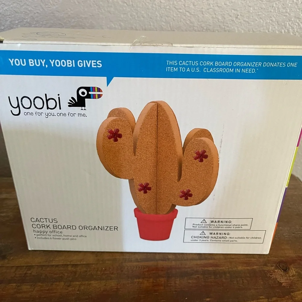 NEW YOOBI Desk Accessories Fun Cup Holder and Cactus Cork Board Organizer